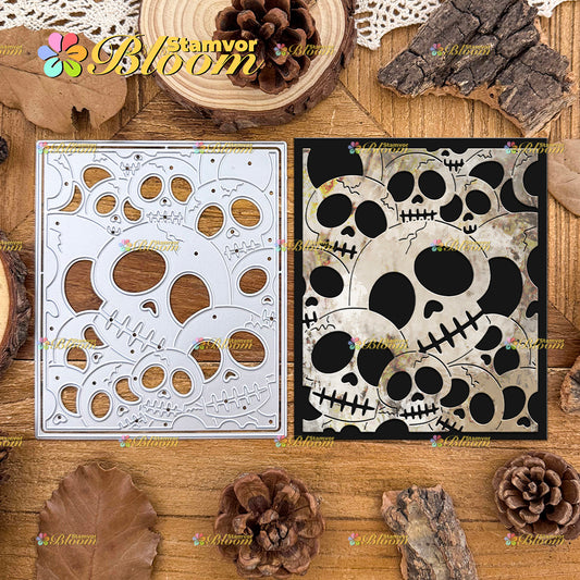 Original Lovely Halloween Skulls Square Frames Cutting Dies