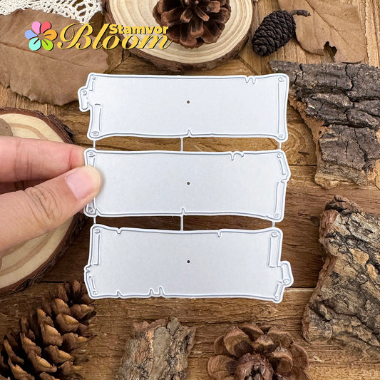 Original Retro Broken Papers Banners Frames Cutting Dies