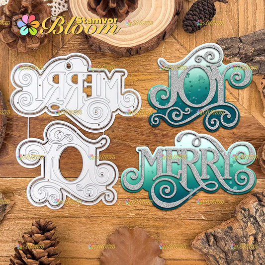 Original Lovely Layers Christmas Words Titles MERRY JOY Cutting Dies