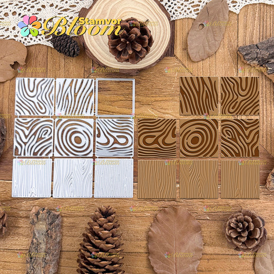 Original Retro Layers Wood Grain Squares Backgrounds Cutting Dies