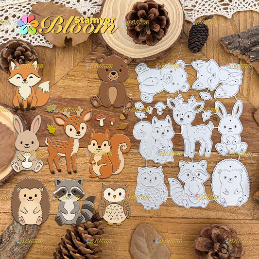 Original Lovely Fall Forest Animals Raccoon Hedgehog Owl Deer Squirrel Cutting Dies