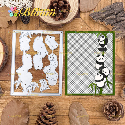Original Lovely Layers Pandas Bamboo Square Frame Cutting Dies