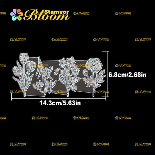 Original Lovely Mini Flowers Tulips Bouquets Cutting Dies