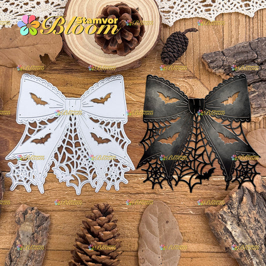 Original Retro Halloween Gothic Lace Spider Webs Bows Cutting Dies