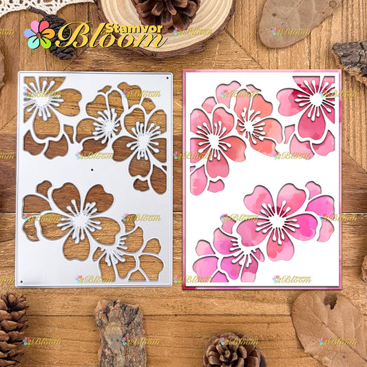 Original Lovely Spring Cherry Flowers Square Background Cutting Dies