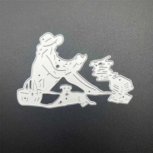 1pc Women Reading Dogs Metal Cutting Dies, Cut Dies for Card Making for Scrapbooking Paper Decoration Journal Card Greeting card Wedding Craft Decor Stencils DIY Scrapbooking Cards Decorative Embossing Paper Dies