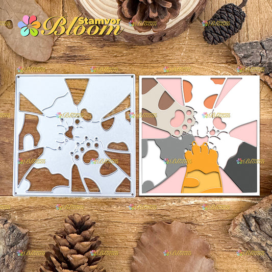 Original Lovely Cats Paws Square Frame Cutting Dies