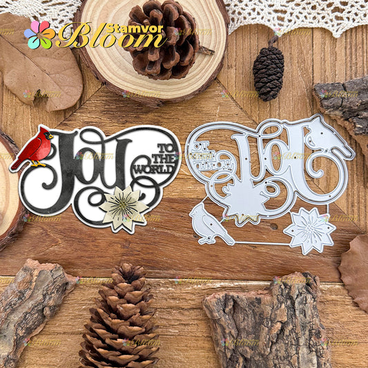 Original Lovely Layers Christmas Flower and Bird Title JOY Cutting Dies