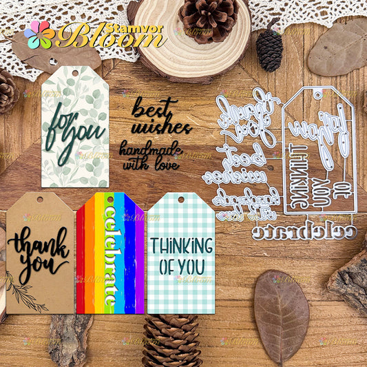 Original Practical THANK YOU Birthday Words Titles Tags Cutting Dies