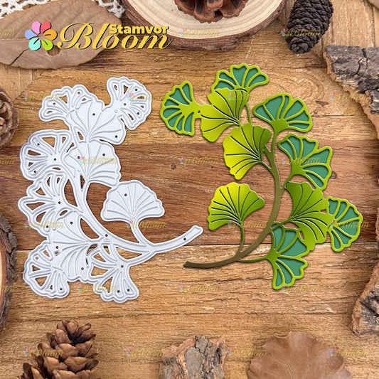 Original Beautiful Ginkgo Leaves Branch Wreath Cutting Dies