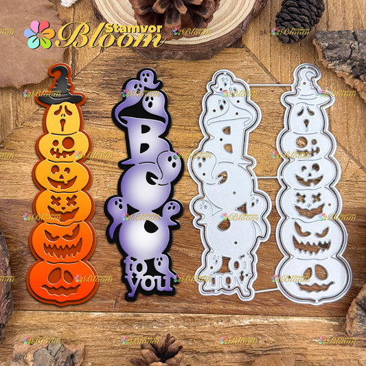 Original Lovely Layers Halloween Pumpkins Ghosts Title BOO! Cutting Dies
