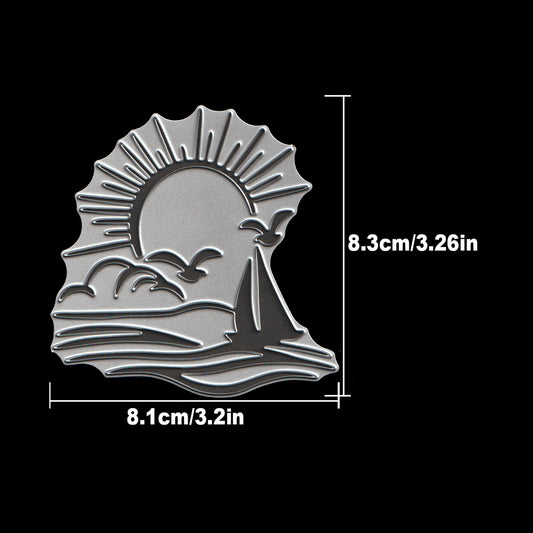 Original Lovely Ocean Sunset with Seagulls and Sailboat Cutting Dies