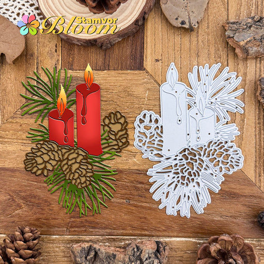 Original Christmas Pines Leaves Branches Candles Cutting Dies