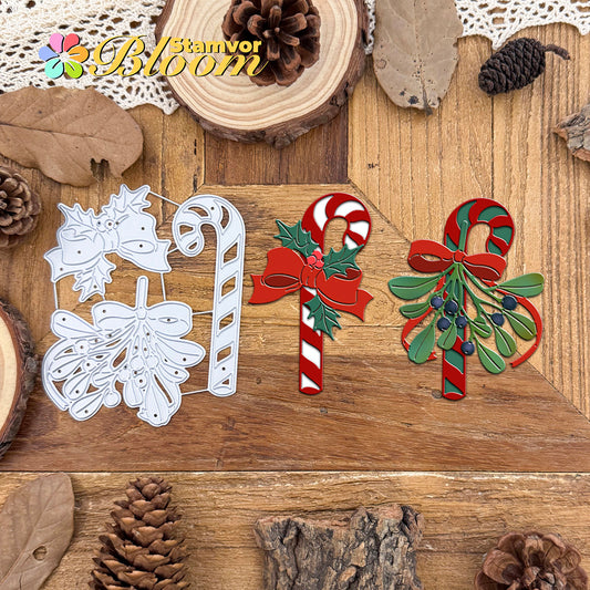 Original Christmas Layers Bows and leaves Olive Branch Candy Canes Cutting Dies