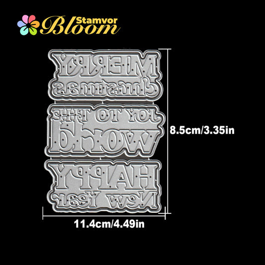 Original Lovely Layers Christmas New Year Titles Words Cutting Dies