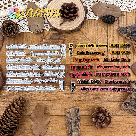 Original Lovely Pratical Basic German Layers Short Sentences Cutting Dies