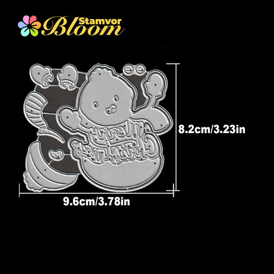 Original Lovely Winter Christmas Snowman Title Words MERRY CHRISTMAS Cutting Dies