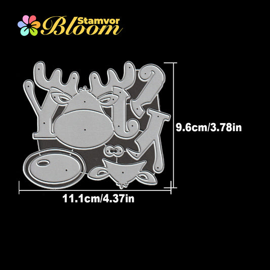 Original Lovely Christmas Deer Layers Title JOY Cutting Dies