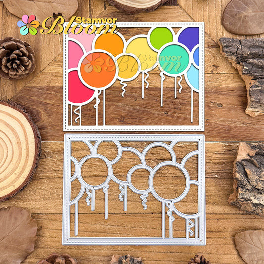 Original Lovely Birthday Balloons Square Frame Cutting Dies