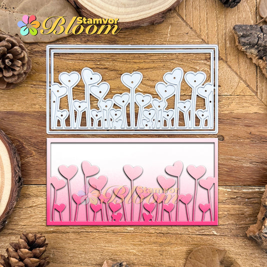 Original Lovely Valentines Day Love Flowers Square Frame Cutting Dies