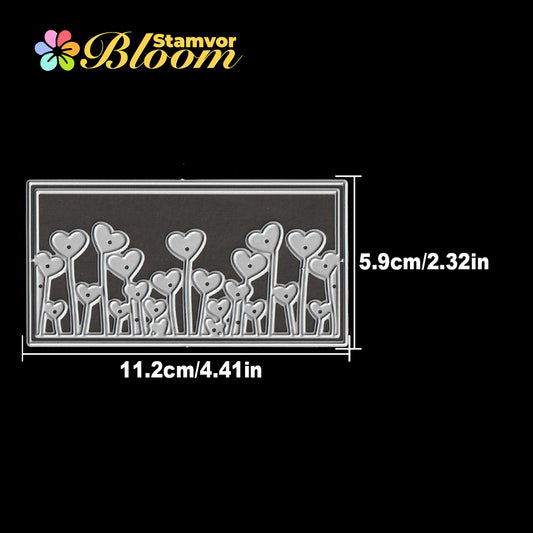 Original Lovely Valentines Day Love Flowers Square Frame Cutting Dies