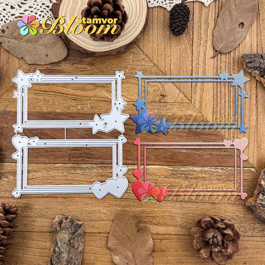 Original Lovely Love and Stars Lines Frames Cutting Dies