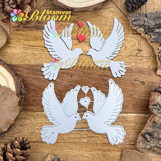 Original Lovely Valentines Day Pigeons Love Birds Cutting Dies