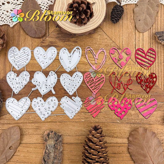 Original Lovely Valentines Day Lines Dots Loves Cutting Dies