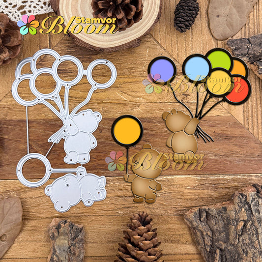 Original Lovely Birthday Bears With Balloons Cutting Dies