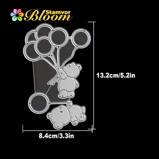 Original Lovely Birthday Bears With Balloons Cutting Dies