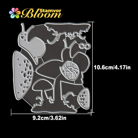 Original Lovely Snail Crawling on Mushrooms Forest Story Cutting Dies