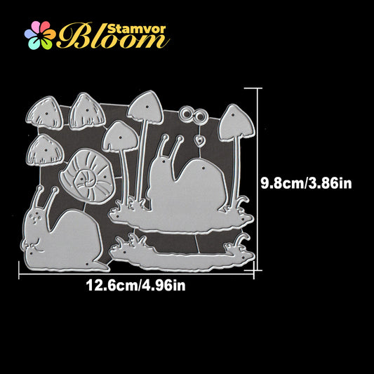 Original Lovely Snail with Forest Mushrooms on Glass Cutting Dies