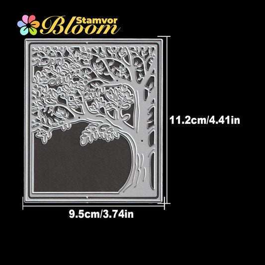 Original Lovely Forest Spring Big Tree Square Frame Cutting Dies