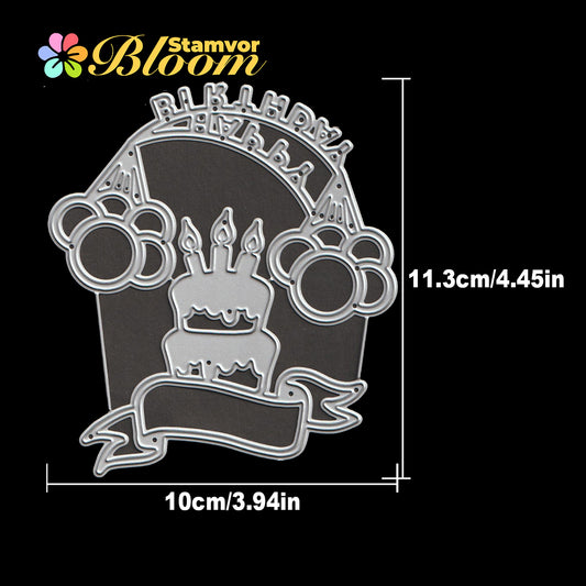 Original Lovely Birthday Balloons Cake Banners Cutting Dies