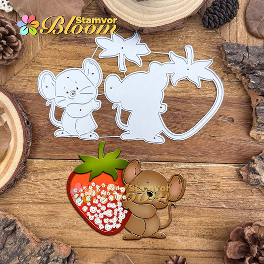 Original Lovely Layers Mouse and Strawberry Hug Shaker Card Cutting Dies
