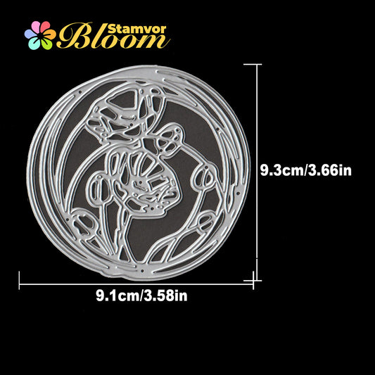 Original Lovely Flowers Poppies Lines Circlrs Cutting Dies
