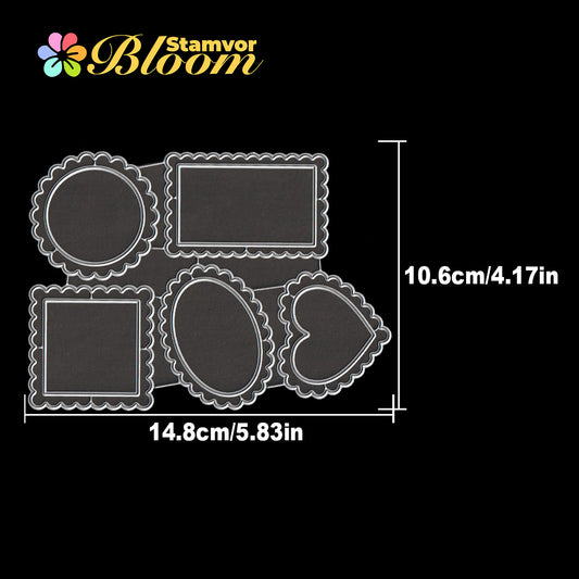 Original Retro Basic Shapes Square Circle Love Lace Frames Cutting Dies