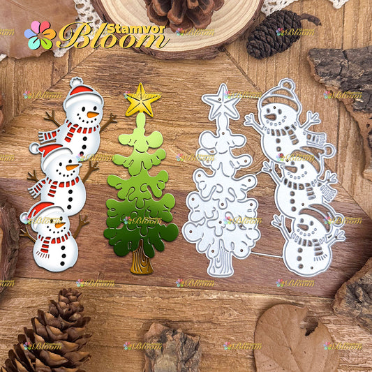 Original Lovely Christmas Winter Snowmen and Christmas Tree Cutting Dies