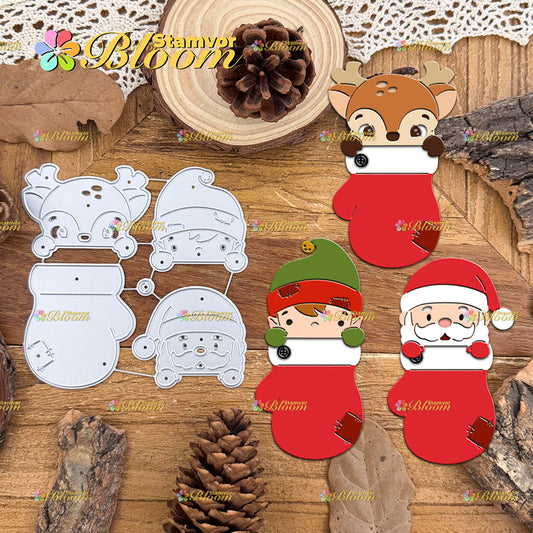 Original Lovely Christmas Santa Claus Elf Deer Gloves Cutting Dies
