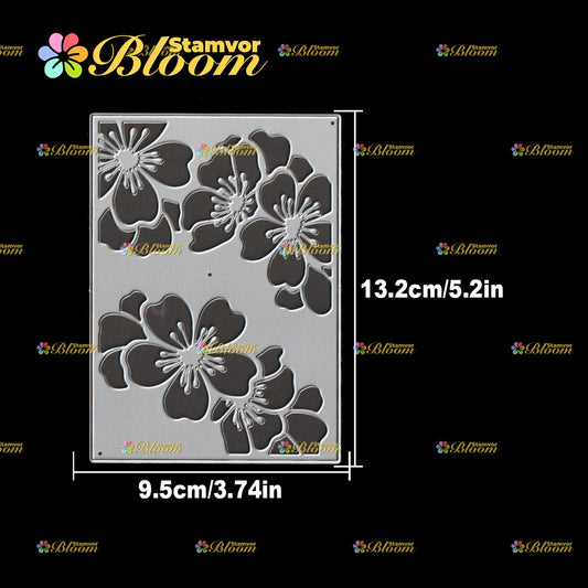 Original Lovely Spring Cherry Flowers Square Background Cutting Dies