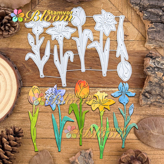 Original Lovely Flowers Tulips Orchid Cutting Dies