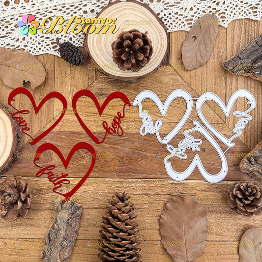 Original Lovely Love Words Titles LOVE HOPE FAITH Cutting Dies