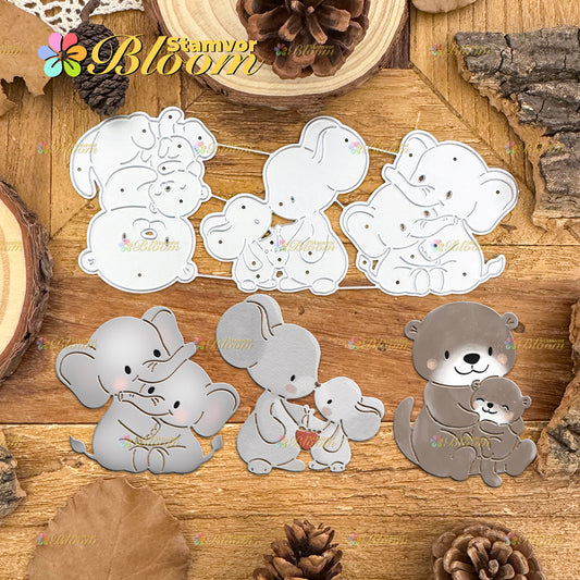Original Lovely Animals Mothers and Kids HUgs Cutting Dies