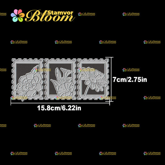Original Lovely Flowers Daisy Morining Glory Peony Postage Stamps Cutting Dies