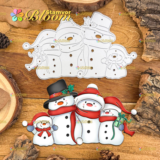 Original Lovely Winter Christmas Snowmen Family Cutting Dies