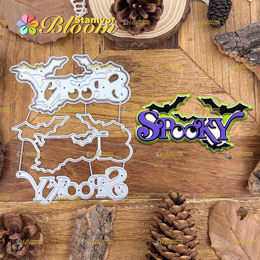 Original Lovely Layers Halloween Bat Title SPOOKY Cutting Dies