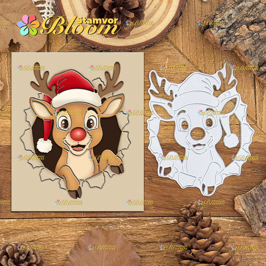 Original Lovely Half-cut Christmas Reindeer Cutting Dies