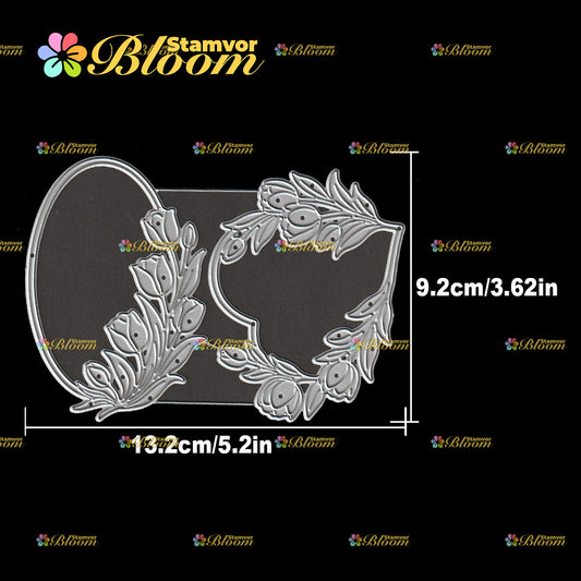 Original Lovely Flowers Tulips Oval Love Frames Cutting Dies