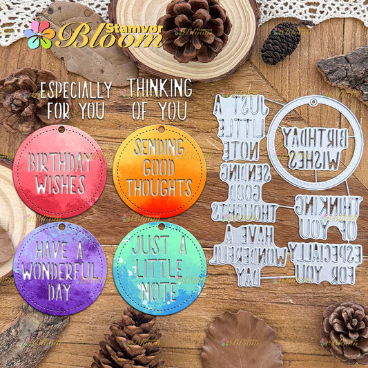 Original Lovely Commonly Short Sentences Circle Lable Cutting Dies
