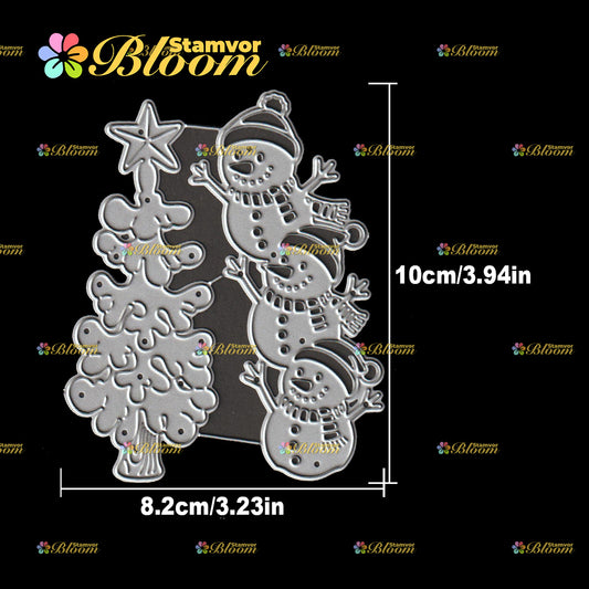 Original Lovely Christmas Winter Snowmen and Christmas Tree Cutting Dies